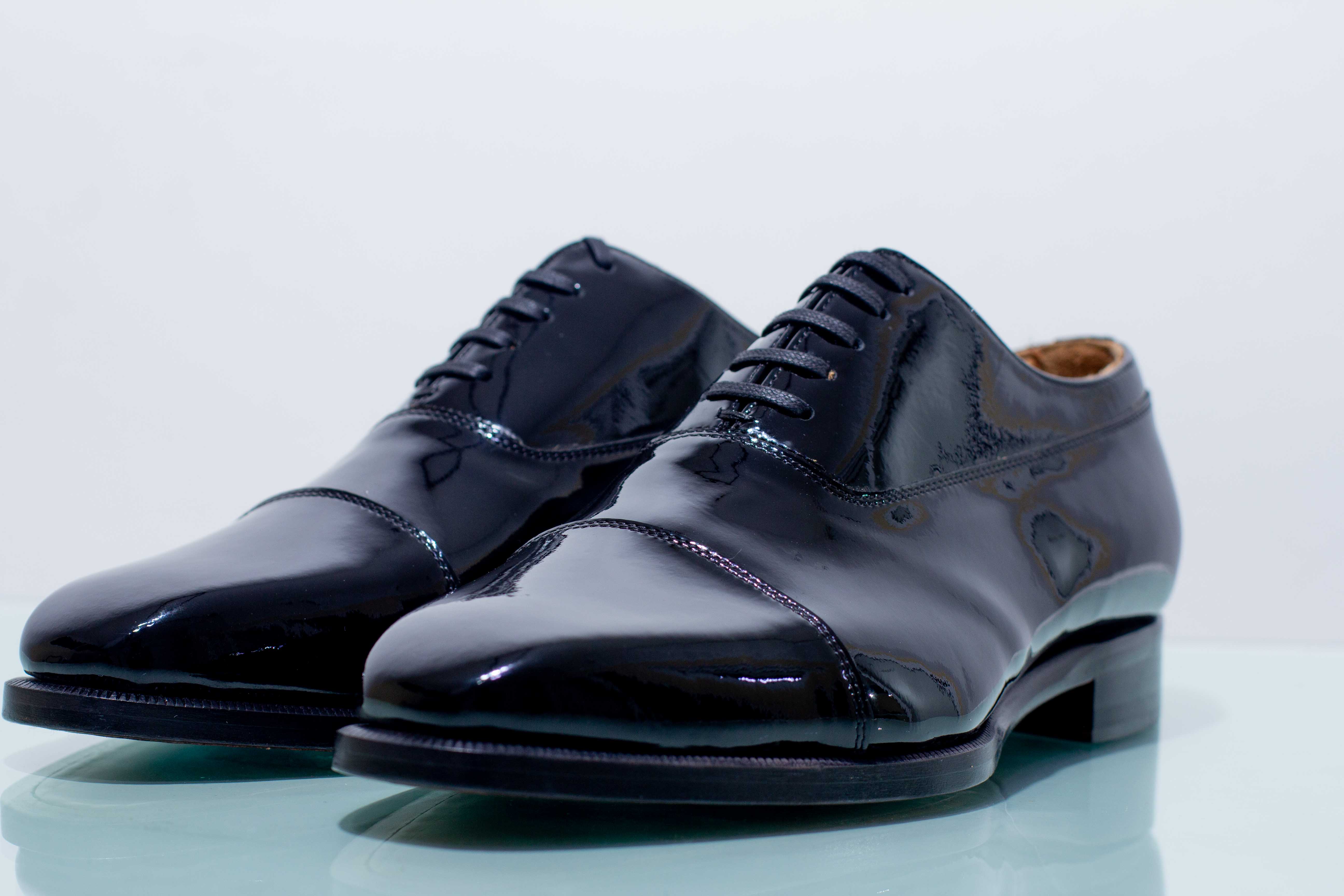 Sapatos Oxford de Couro Verniz Preto Prestige para Homens