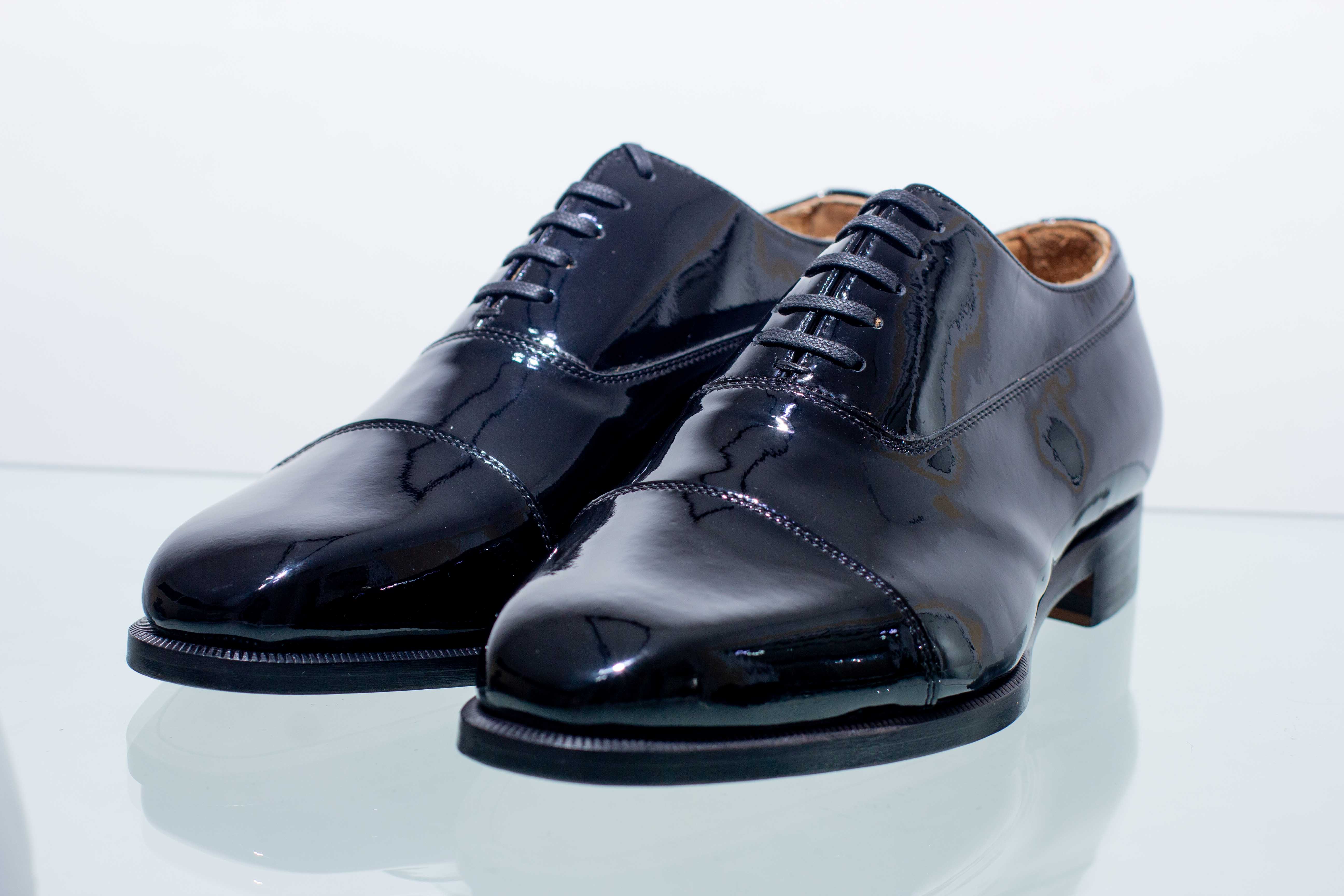 Sapatos Oxford de Couro Verniz Preto Prestige para Homens