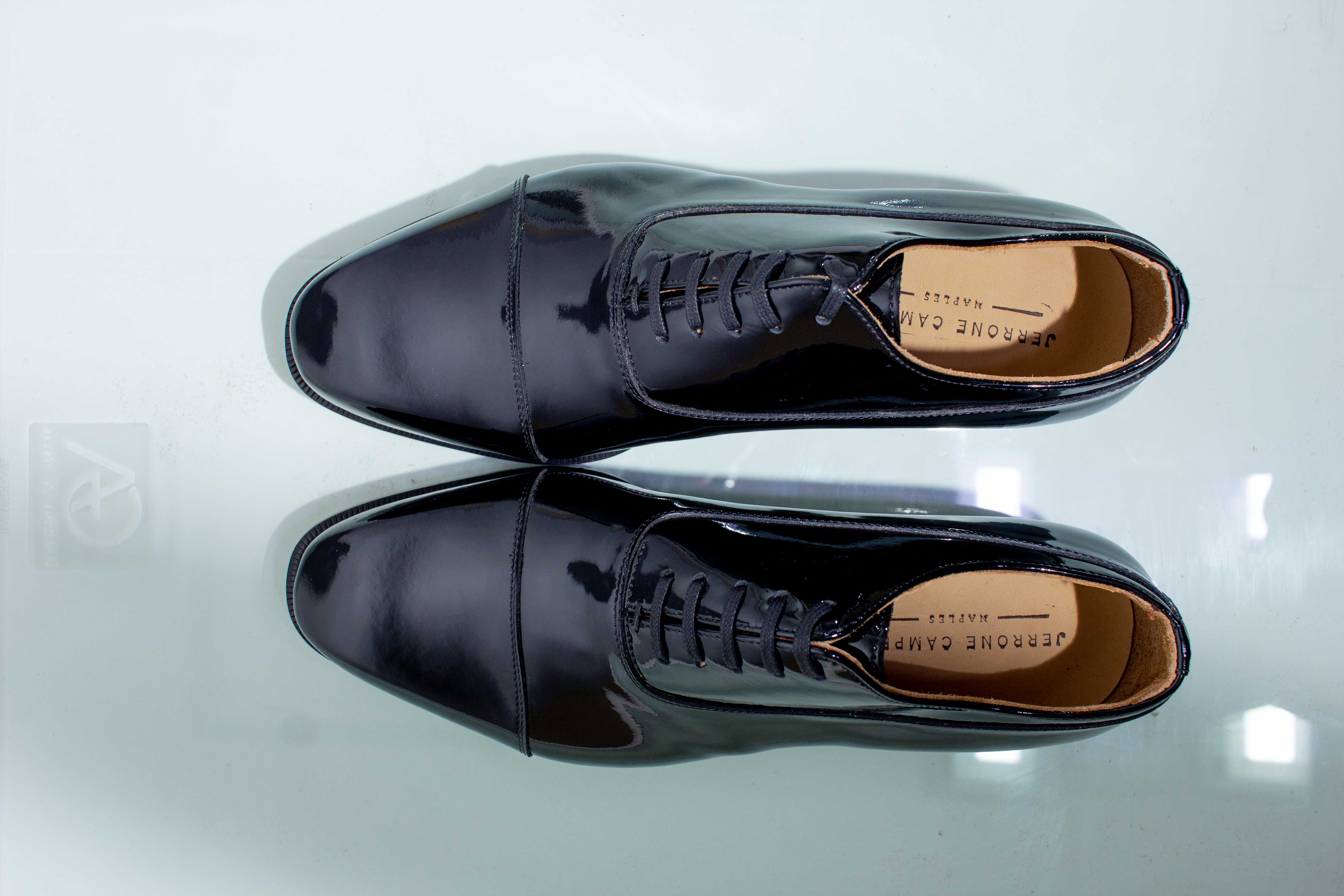 Sapatos Oxford de Couro Verniz Preto Prestige para Homens